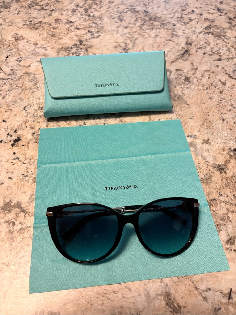 Tiffany & Co. Black Frame Sunglasses with Blue Gradient Lenses